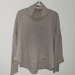 Prana Long Sleeve Turtleneck Cropped Top Shirt Women's Size Medium Gray